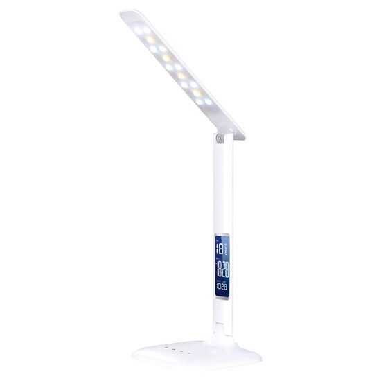 Lampa de birou LED, cu ceas, 5 W, 400 lm, USB, 26 x 33 x 15 cm