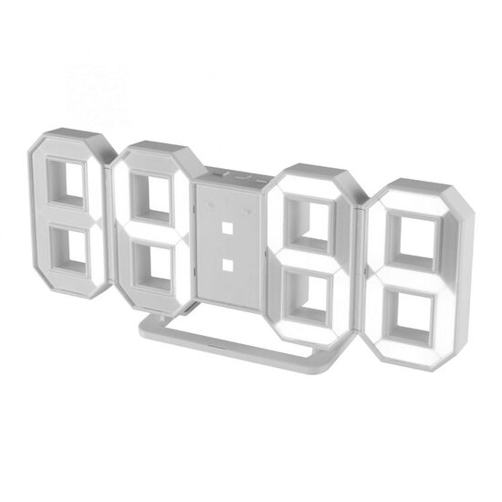 Ceas desteptator digital LED, Alb, USB, 235 x 100 x 25 mm