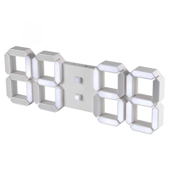 Ceas desteptator digital LED, 3D, alb, 375 x 128 x 23 mm