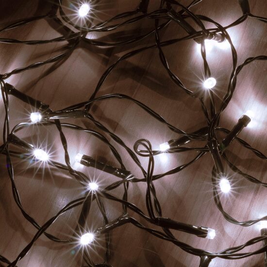 Instalatie luminoasa de exterior IP44, 50 x Led, Alb rece, Baterie 3 x AA, Lungime 4.9 m, 8 programe, Timer