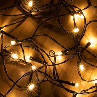 Instalatie luminoasa de exterior IP44, 50 x Led, Alb cald, Baterie 3 x AA, Lungime 4.9 m, 8 programe, Timer