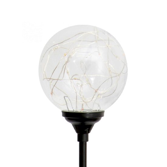 Decor solar glob din sticla cu ghirlanda microLED alb