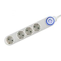 Prelungitor 4 prize, intrerupator de picior, 5 m, alb, 1.5 mmp
