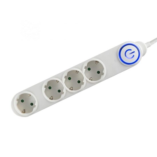 Prelungitor 4 prize, intrerupator de picior, 5 m, alb, 1.5 mmp