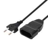 Prelungitor cu 2 fire, pentru aparate fara Schuko, 5 m, Negru