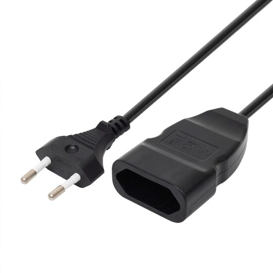 Prelungitor cu 2 fire, pentru aparate fara Schuko, 5 m, Negru