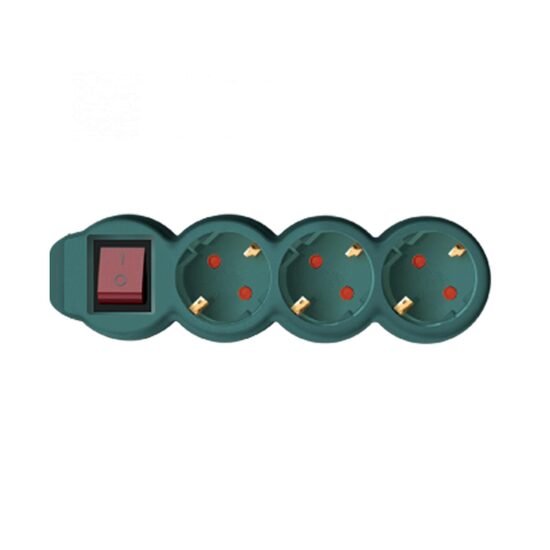 Prelungitor 3 prize, intrerupator, 5 m, 3x1.5 mmp, Verde, IP20, protectie copii