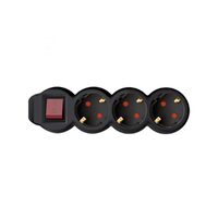 Prelungitor 3 prize, intrerupator, 1.5 m, 3x1.5 mmp, Negru, 16 A, 3500 W