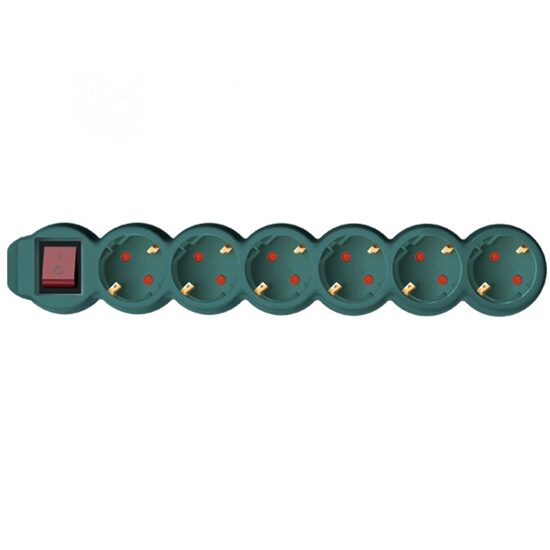 Prelungitor 6 prize, 3 m, 3 x 1.5 mmp, Verde, 3500 W, 16 A, Intrerupator