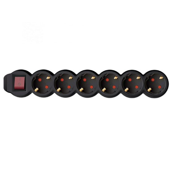 Prelungitor 6 prize, 1.5 m, 3 x 1.5 mmp, Negru, 3500 W, 16 A, protectie copii, Intrerupator