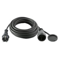 Cordon prelungitor cauciuc, cupla si fisa, Negru, IP44, capac, 30 m, 3500 W