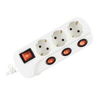 Prelungitor 3 socluri cu intrerupator Master si intrerupator individual, 1.5 m, alb, 3500 W