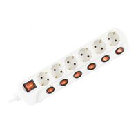 Prelungitor 6 socluri cu intrerupator Master si intrerupator individual, 3 m, alb, 3500 W