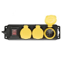 Prelungitor de exterior cu 3 prize si intrerupator, lungime 5 m, IP44