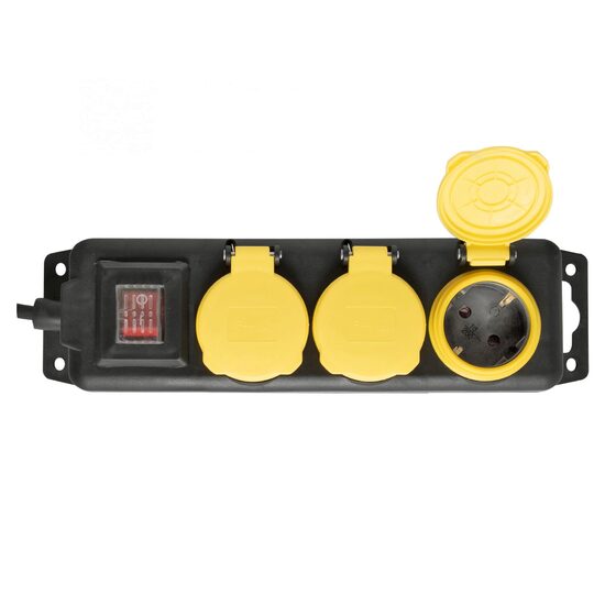 Prelungitor de exterior cu 3 prize si intrerupator, lungime 5 m, IP44