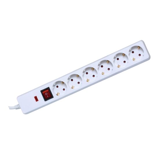 Prelungitor 6 socluri cu intrerupator Master si intrerupator individual, 1.5 m, alb, protectie supratensiune, 3500 W