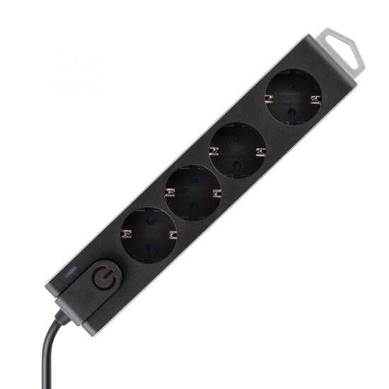 Prelungitor cu protectie la supratensiune, 4 prize, 1.5 m, Negru, Intrerupator