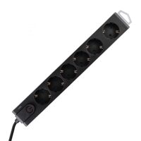 Prelungitor cu protectie la supratensiune, 6 prize, 1.5 m, Negru, Intrerupator