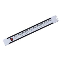 Prelungitor de reţea, cu întrerupător, montabil, 10 prize, 2 m, alb, IP20, 3500 W