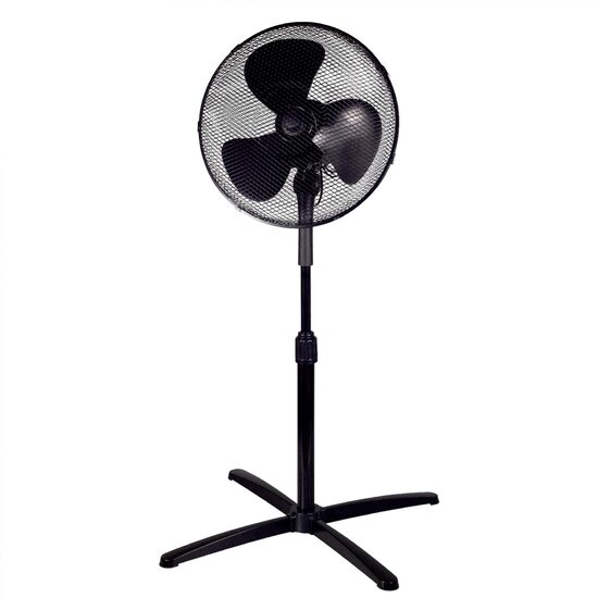 Ventilator cu picior, diametru 40 cm, 40 W, Negru, inaltime reglabila, 70 x 70 x 124 cm, 3 trepte