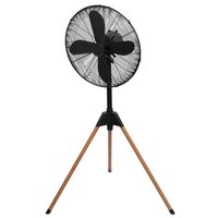 Ventilator cu stativ din lemn, protectie metalica, 45 cm, 60 W, 3 viteze, Negru