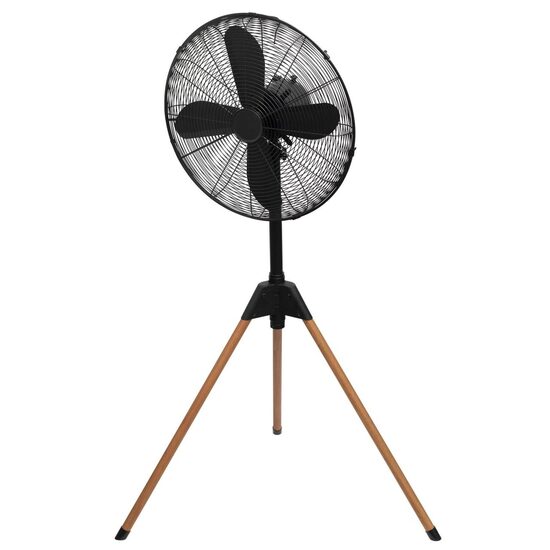 Ventilator cu stativ din lemn, protectie metalica, 45 cm, 60 W, 3 viteze, Negru