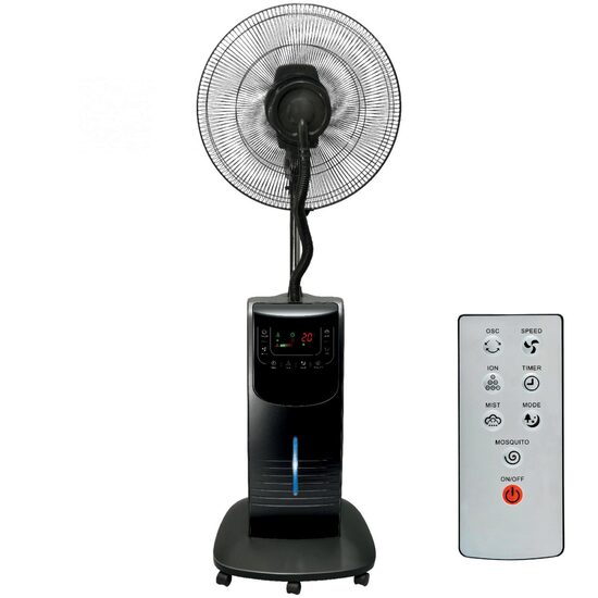 Ventilator cu umidificare, Negru, 90 W, 45 x 40 x 135 cm, Telecomanda, 3 trepte