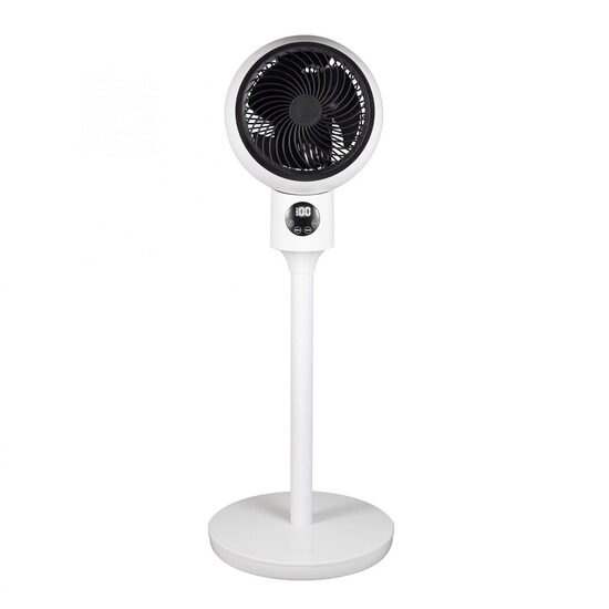 Ventilator cu picior, Telecomanda, Alb, diametru 20 cm, Inaltime 88 cm, 3 viteze, lumina Led