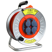 Prelungitor electric pe tambur metalic, 4 prize, monofazat, 3 x 2.5 mmp, Lungime 20 m, IP44