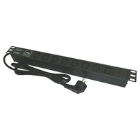Priza PDU, 19 inch, 8 prize C13, protectie la supratensiune, 16 A, 3500 W, 3x1.5 mmp, lungime 2 m, alimentare Schuko