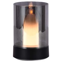 Lampa led cu acumulator, Sticla fumurie, efect flacara, USB-C, 2 W, 110 lm, lumina calda, 3000K, 2400 mAh