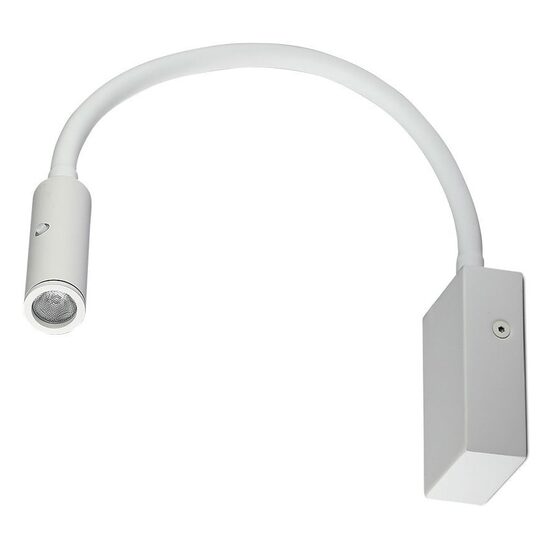 Veioza de perete, flexibila, 3 W, lumina calda 3000K, Aluminiu, 180 lm, 90 x 60 x 30 mm, Alb