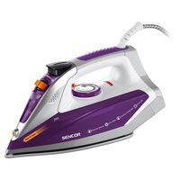 Fier de calcat, talpa ceramica, 2400 W, Abur, functie auto-curatare, Alb/Mov, Anti-Calcar