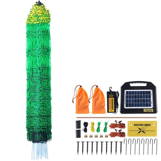 Set gard electric pentru animale, accesorii montaj incluse, Inaltime 1.21 x lungime 30.48  m, Incarcator solar incorporat