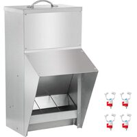 Hranitoare pentru pasari, Otel galvanizat, 21x16x33 cm, Capacitate 5.2 kg, 4 x alimentatoare apa