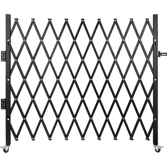 Poarta pliabila acordeon, Otel, Negru, 2 x roti, Latime extinsa 2159 mm, Inaltime 2159 mm