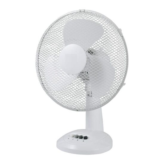 Ventilator de birou, diametru 30 cm, Alb, 3 viteze, Inclinare, 34.5 x 47 cm