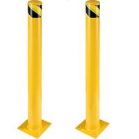 Set 2 stalpi de siguranta, delimitare, avertizare, Otel, Galben / Negru, Inaltime 122 cm