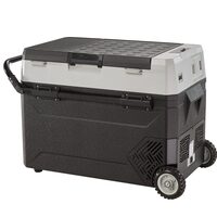 Cutie frigorifica cu compresor, 2 zone de racire, 12/24 V DC, 110-240 V AC, capacitate 53 l, -20 ℃ pana la 20 ℃, 820 × 470 × 540 mm, USB, Led