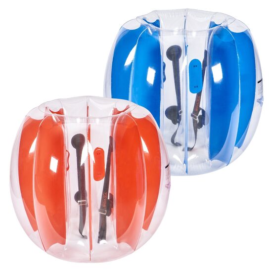 Set 2 mingi Sumo Zorb, Rosu/Albastru, pentru copii cu inaltimea de 1.1-1.6 m, manere si curele umar