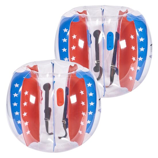 Set 2 mingi Sumo Zorb, Rosu/Albastru, pentru copii cu inaltimea de 1.2-1.7 m, manere si curele umar