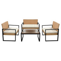 Set mobilier de gradina, canapea si 2 fotolii, Aluminiu, max 150 kg, cu perne