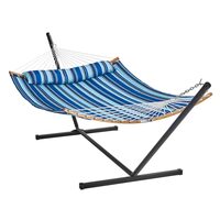 Hamac cu suport otel si perna, matlasat, pentru 2 persoane, max 217 kg, 3760 x 987 x 1050 mm, Albastru