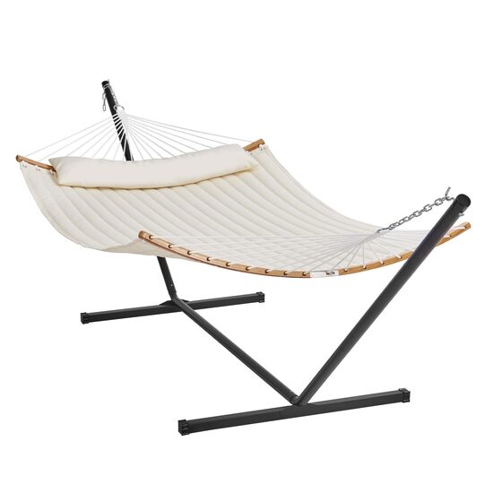 Hamac cu suport otel si perna, matlasat, pentru 2 persoane, max 217 kg, 3760 x 987 x 1050 mm, Bej