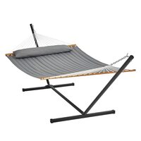 Hamac cu suport otel si perna, matlasat, pentru 2 persoane, max 217 kg, 3760 x 987 x 1050 mm, Gri