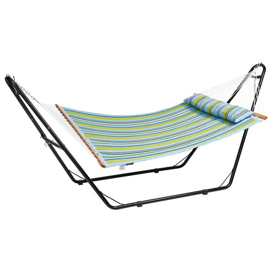 Hamac cu suport otel si perna, matlasat, pentru 2 persoane, max 225 kg, 3125 x 920 x 1340 mm, dungi verzi