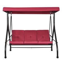 Leagan pentru gradina, 3 locuri, Rabatabil, Rosu/Negru, Otel, panza Oxford, 1850×1170×1770 mm, max 340 kg, Perne detasabile