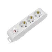 Prelungitor 3 locasuri, Alb, fara cablu, Schuko, Intrerupator