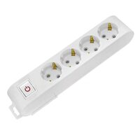 Prelungitor 4 locasuri, Alb, fara cablu, Schuko, IP20, Intrerupator