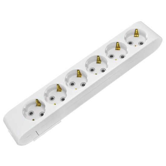 Prelungitor 6 locasuri, Alb, fara cablu, Schuko, IP20